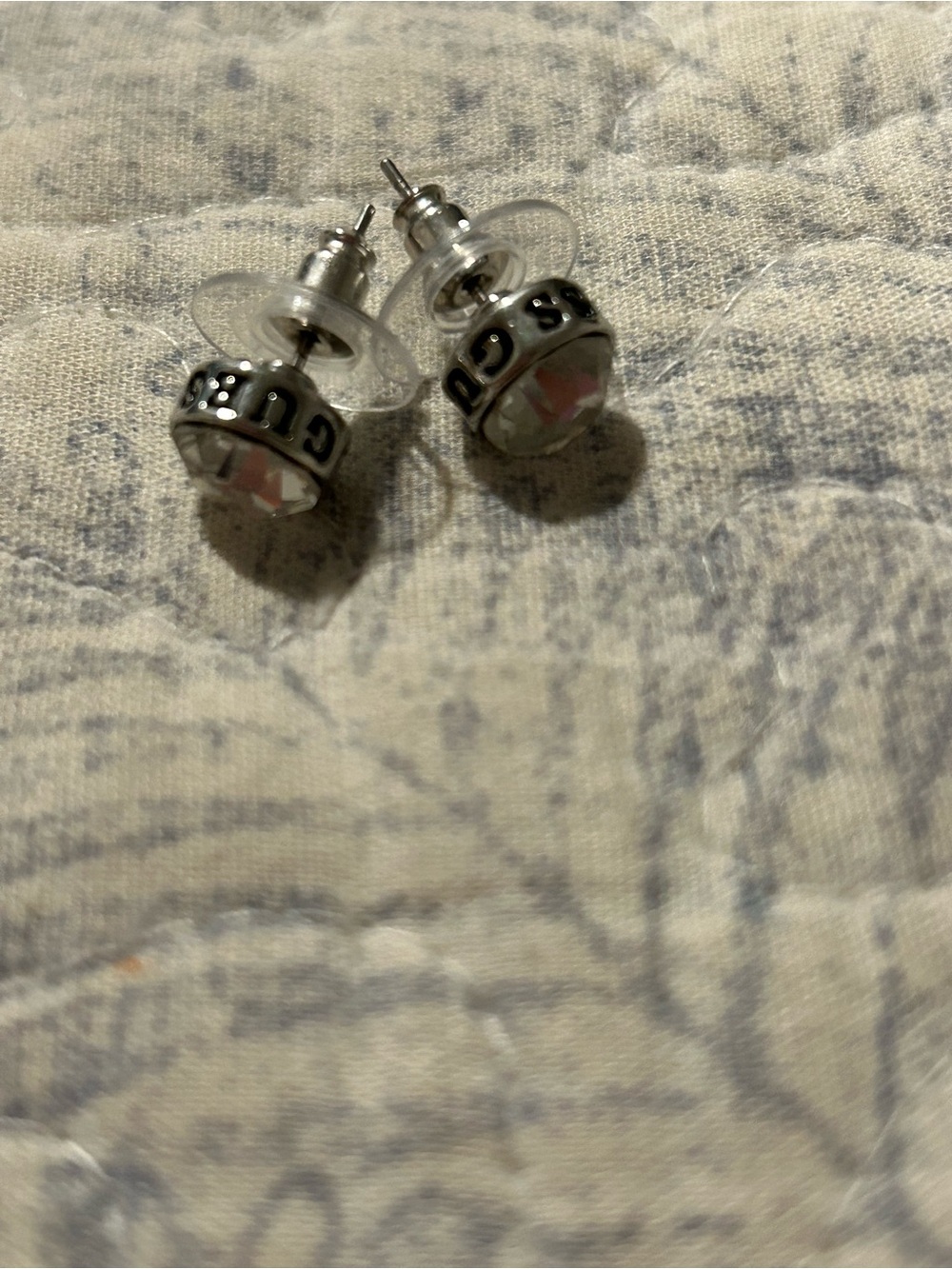 Guess Clear Crystal Stud Earrings - Silver-Tone